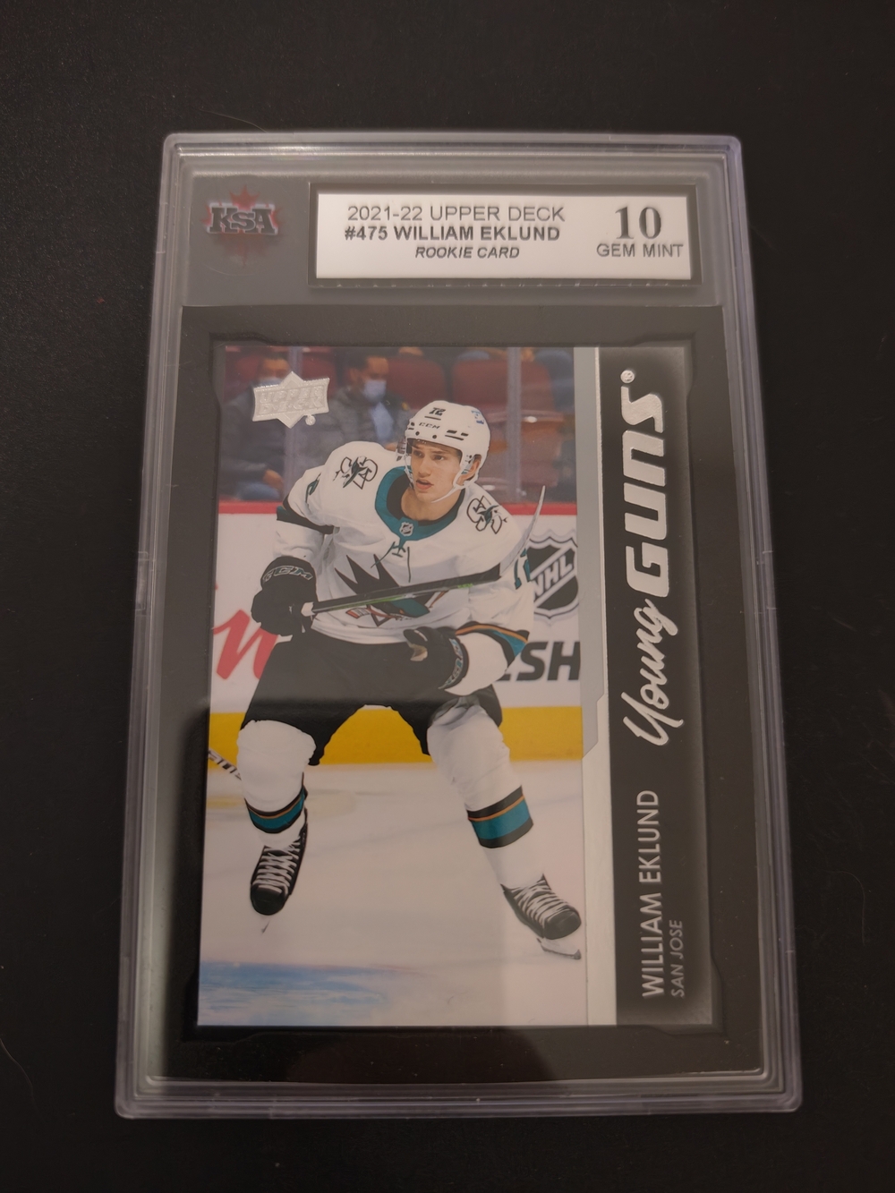 William Eklund Young Guns Hockey Card - Teal/White Rookie Card KSA Gem Mint 10